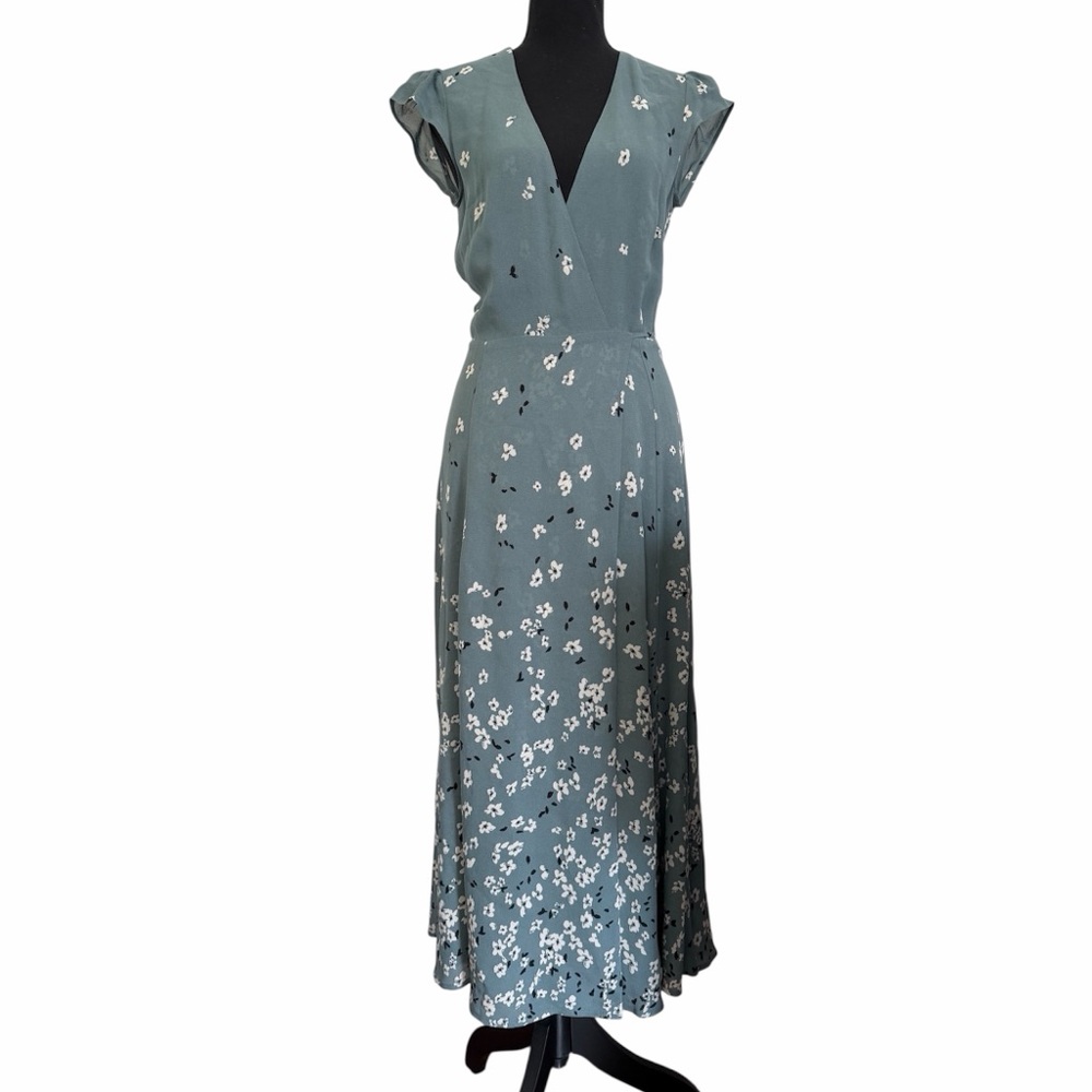 Reformation Mollie Teal Floral Dress